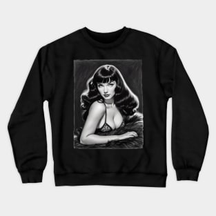 Bettie Page Black and White Portrait Crewneck Sweatshirt